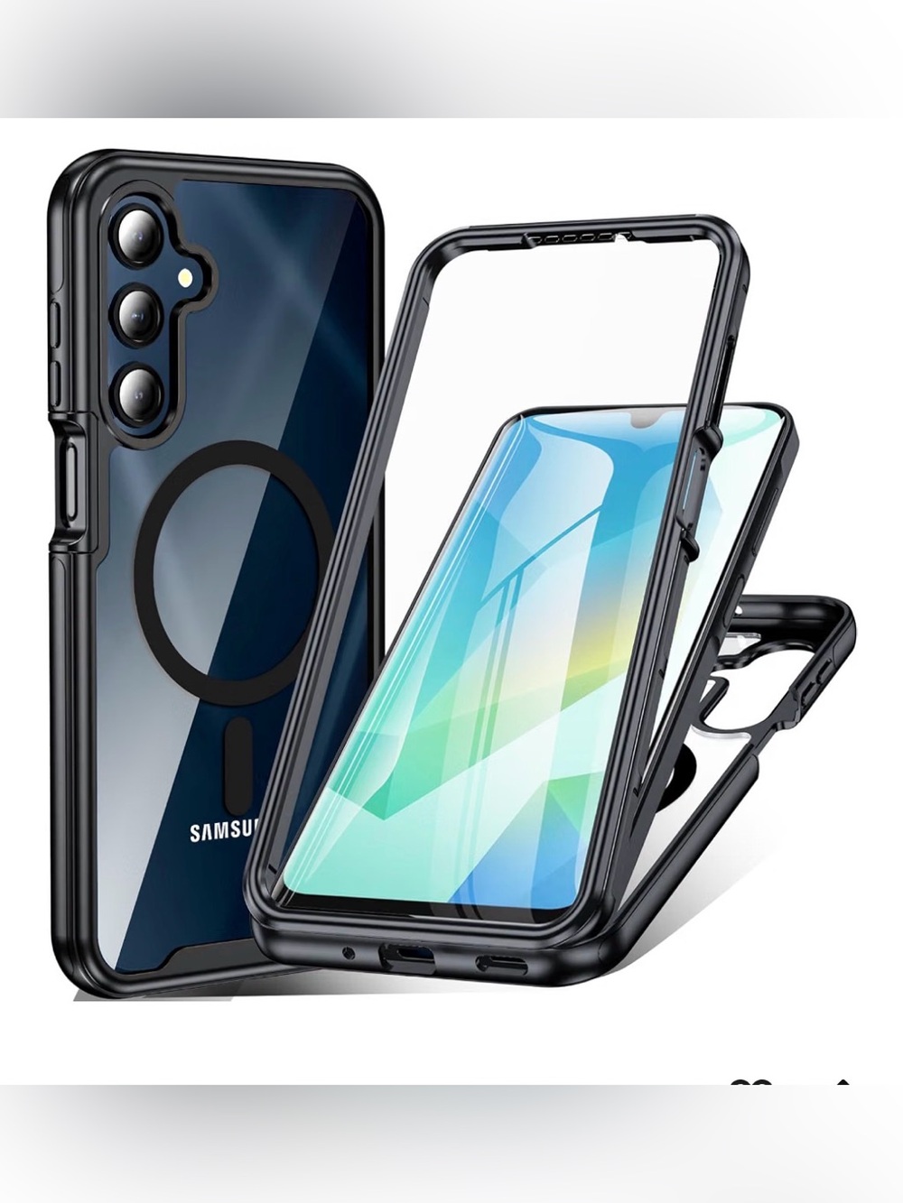 Samsung A 16 Black Clear Magnetic Ring Protective Phone Case with Black Bumper
